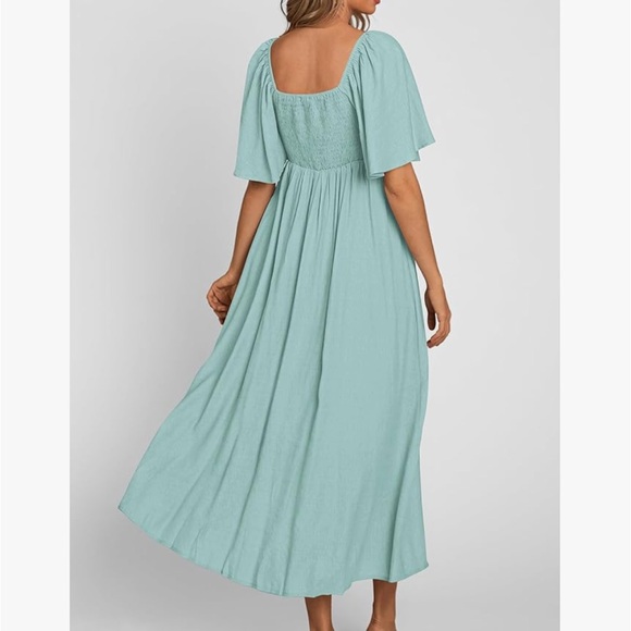 Midi Dress Square Neck Rauched Back XXL - Picture 2 of 11